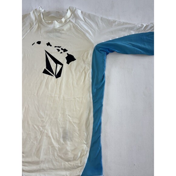 Volcom Hawaii Mod Short Sleeve Shirt Thrashguard White Blue Red Size Medium - Picture 2 of 8
